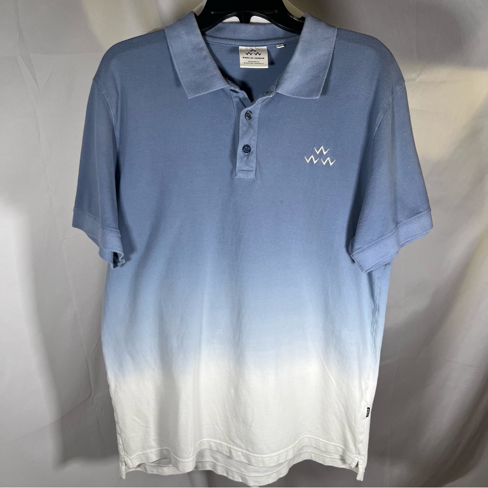 Birds of Condor (Coogi)‎ Gradient Polo Pique Golf Shirt Blue to White Ombre XL
